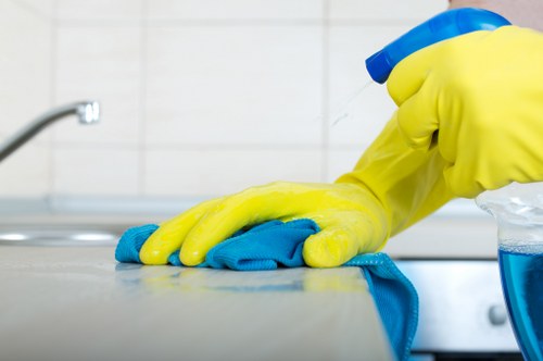 Cleaning team working in a Camberwell flat with access considerations